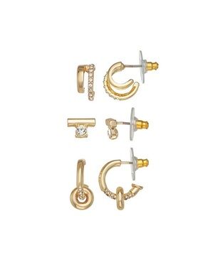 Gold Tone Trio Earrings Set